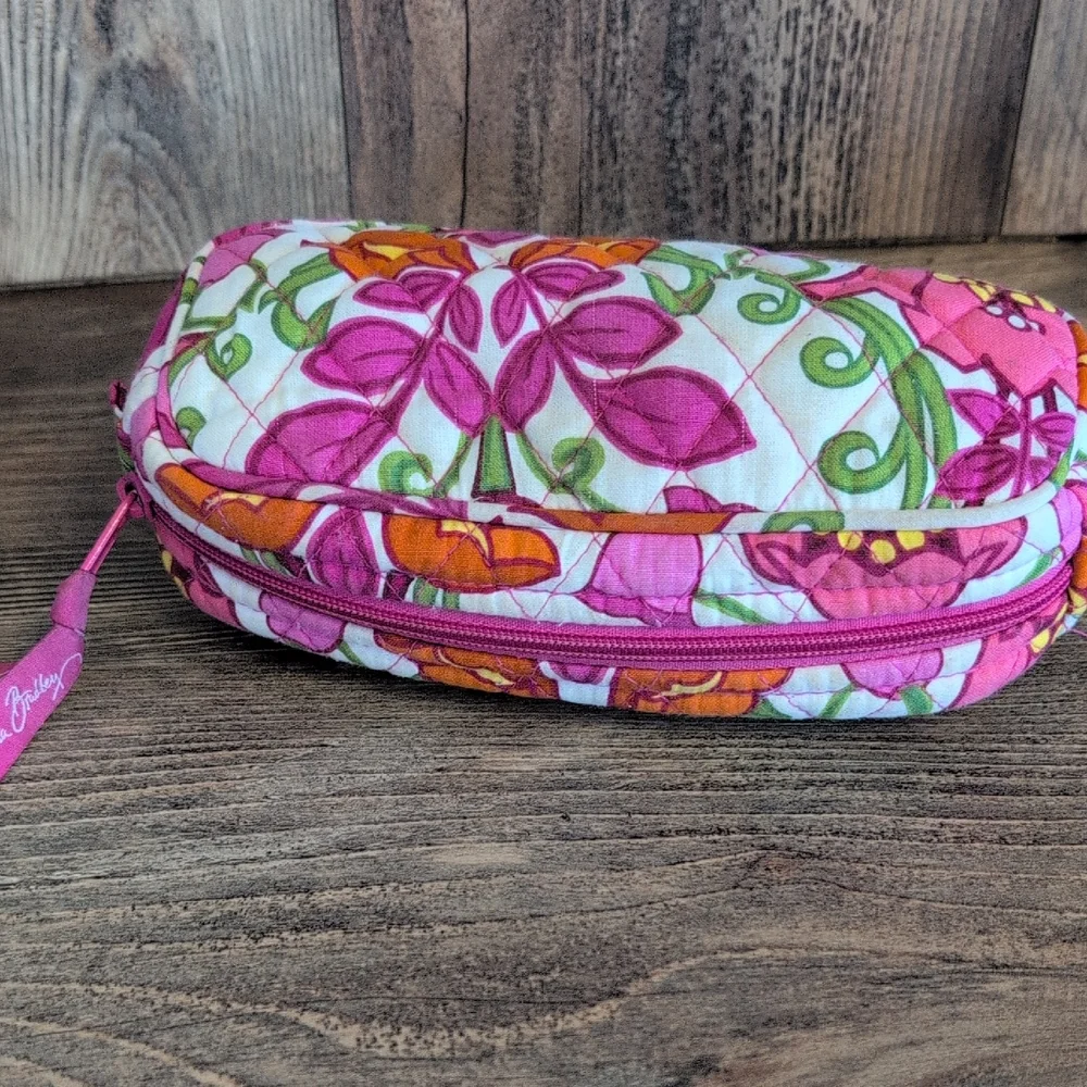 Vera Bradley Pink Tulip Cosmetic Case Makeup Bag Inside Mirror 4x8           M54